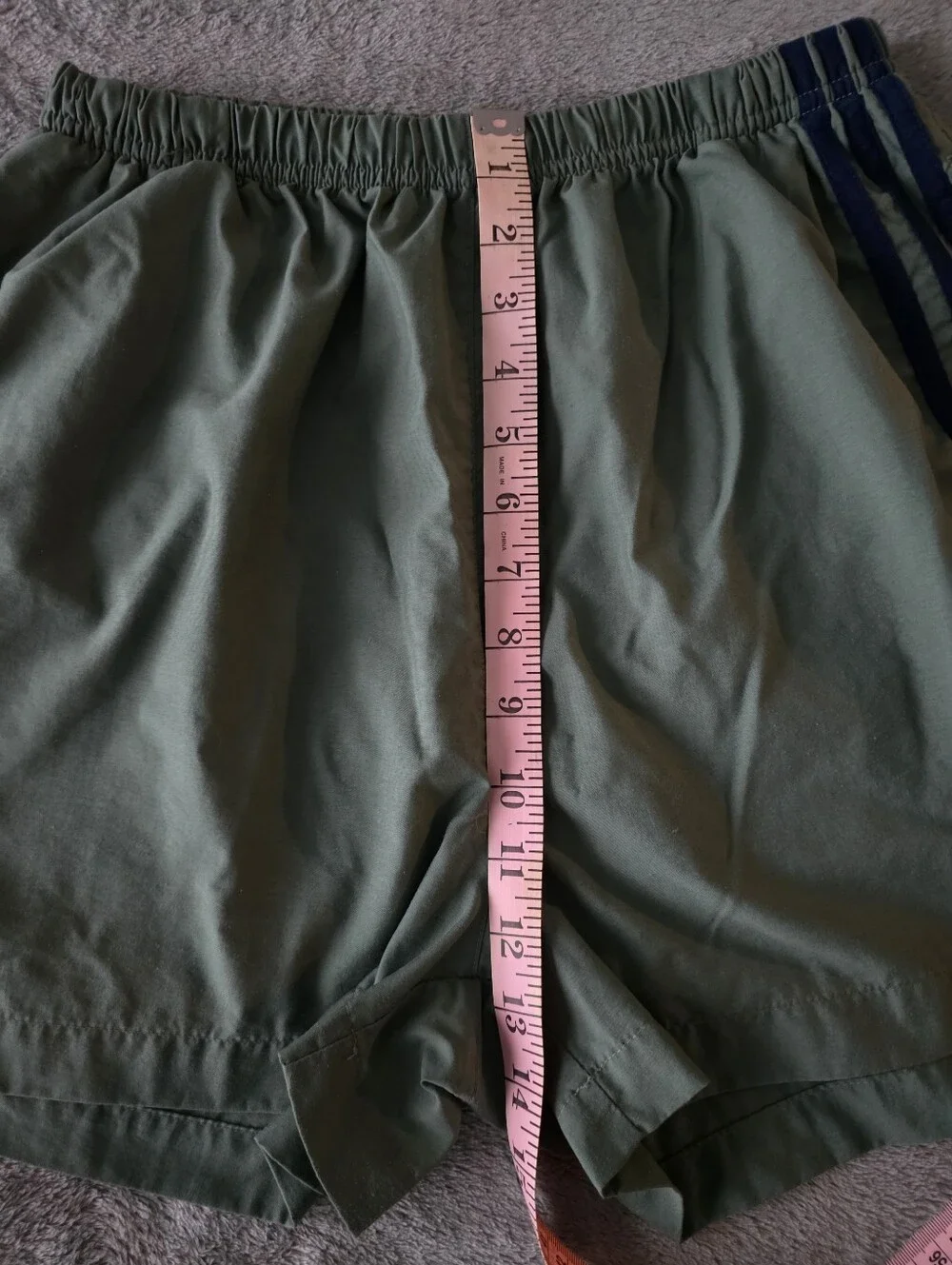 Vintage 90s Adidas Nylon Volley Shorts Olive Green 3-Stripe Men's M ART 275010
